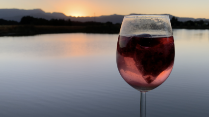 A Glass of wine and a sunset A Glass of wine and a sunset