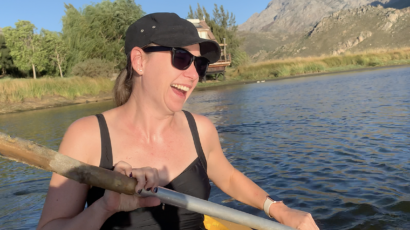 Annemarie Horne rowing at Arum Lily Log Cabins Annemarie Horne rowing at Arum Lily Log Cabins