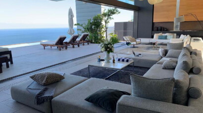 Double volume living room with private balcony Pentagon Villa Cape Town Double volume living room